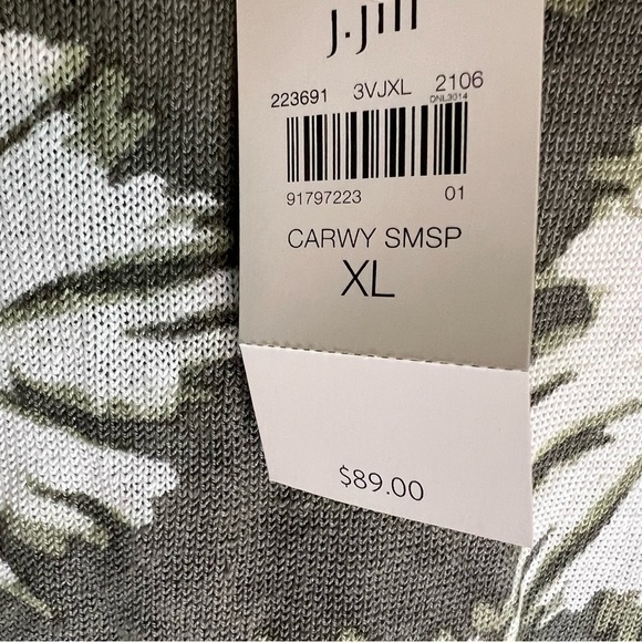 NWT J Jill Linen Blend Sweater Women's Size XL Palm Leaf Print Lightweight Knit - Picture 6 of 9